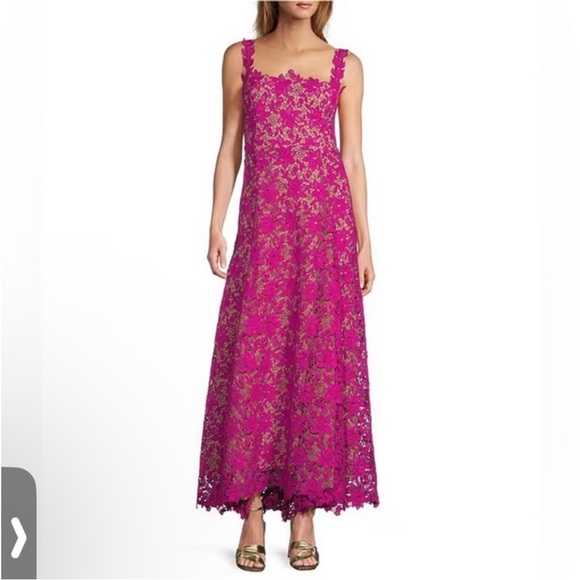 Antonio Melani Nancy Schiffli Lace Square Neck Sleeveless Sheath Midi Dress - Picture 1 of 4